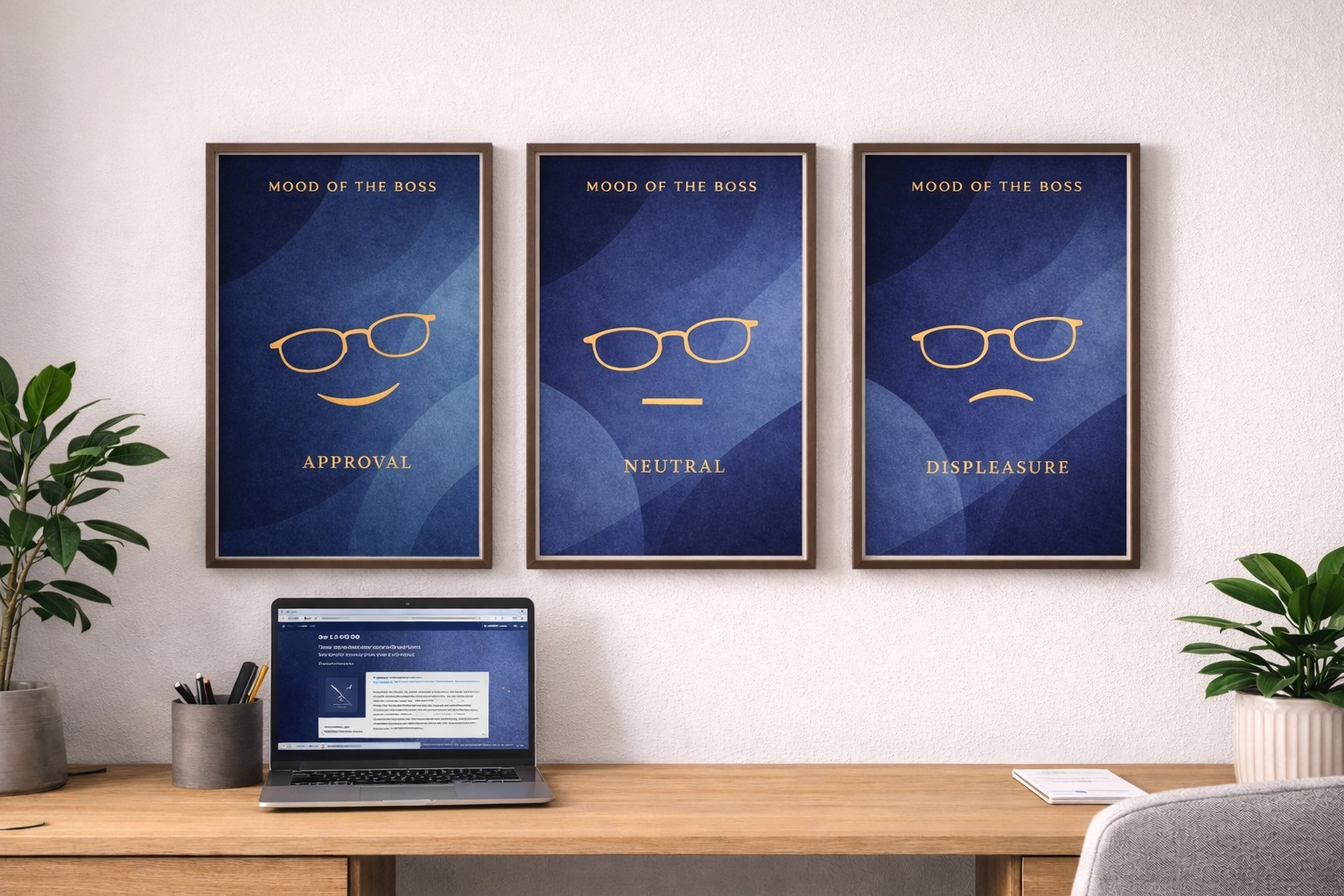 Mood of the Boss print set shown in a workspace