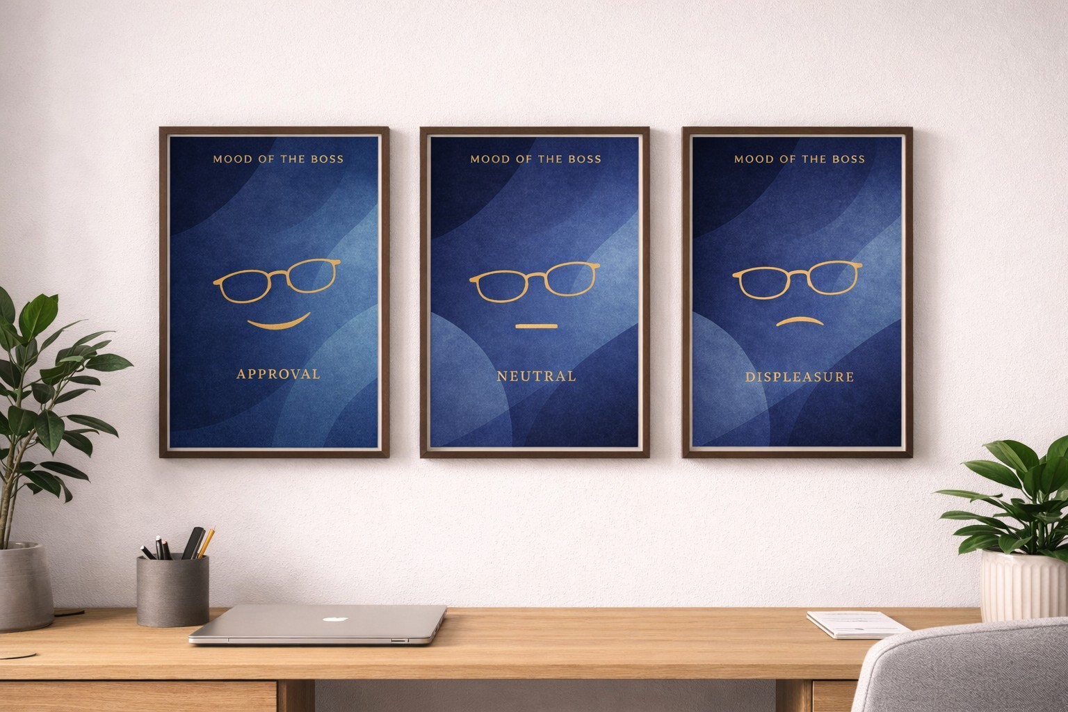 Secondary mockup showing all 3 Mood of the Boss prints together
