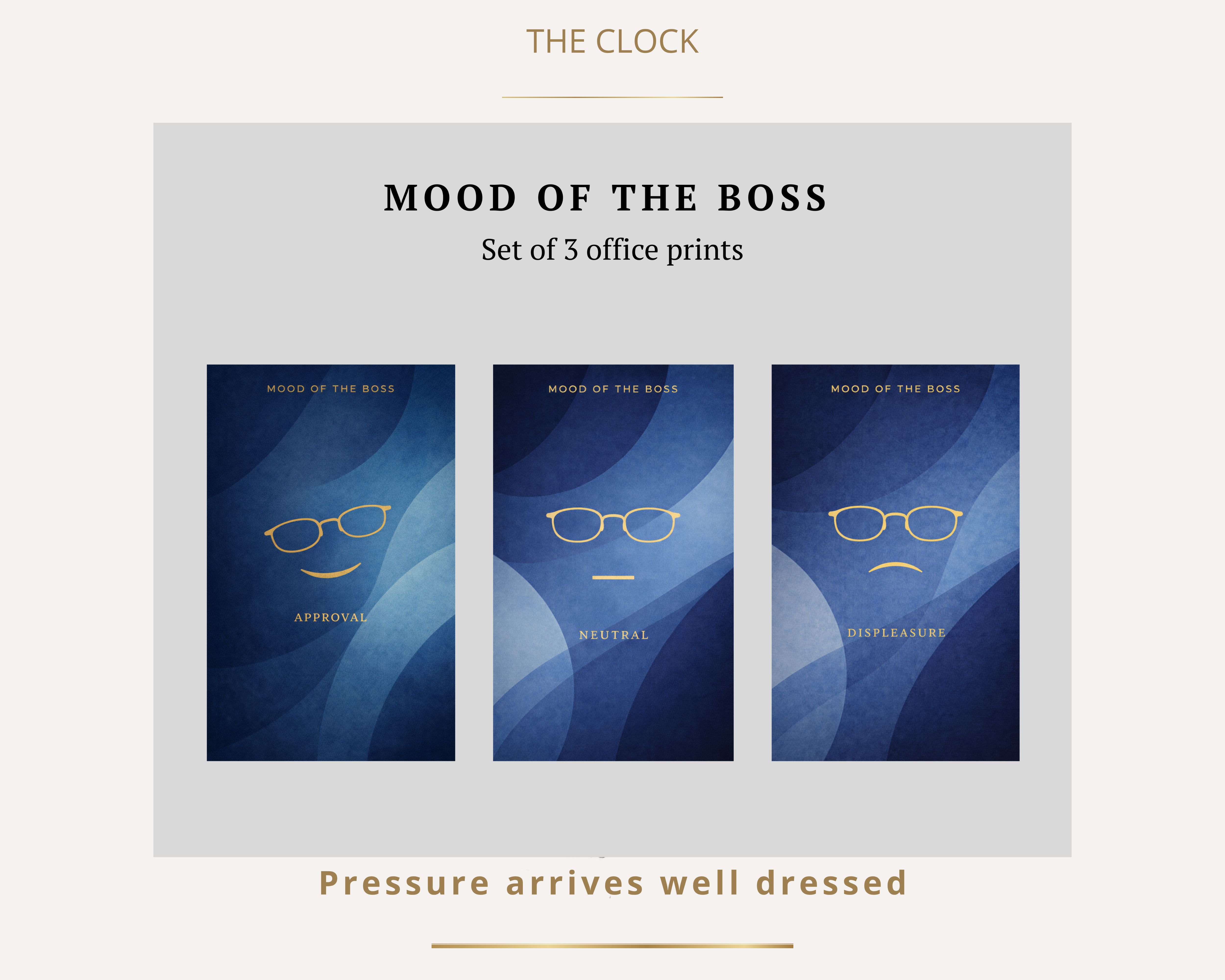 Preview image showing all 3 Mood of the Boss prints together