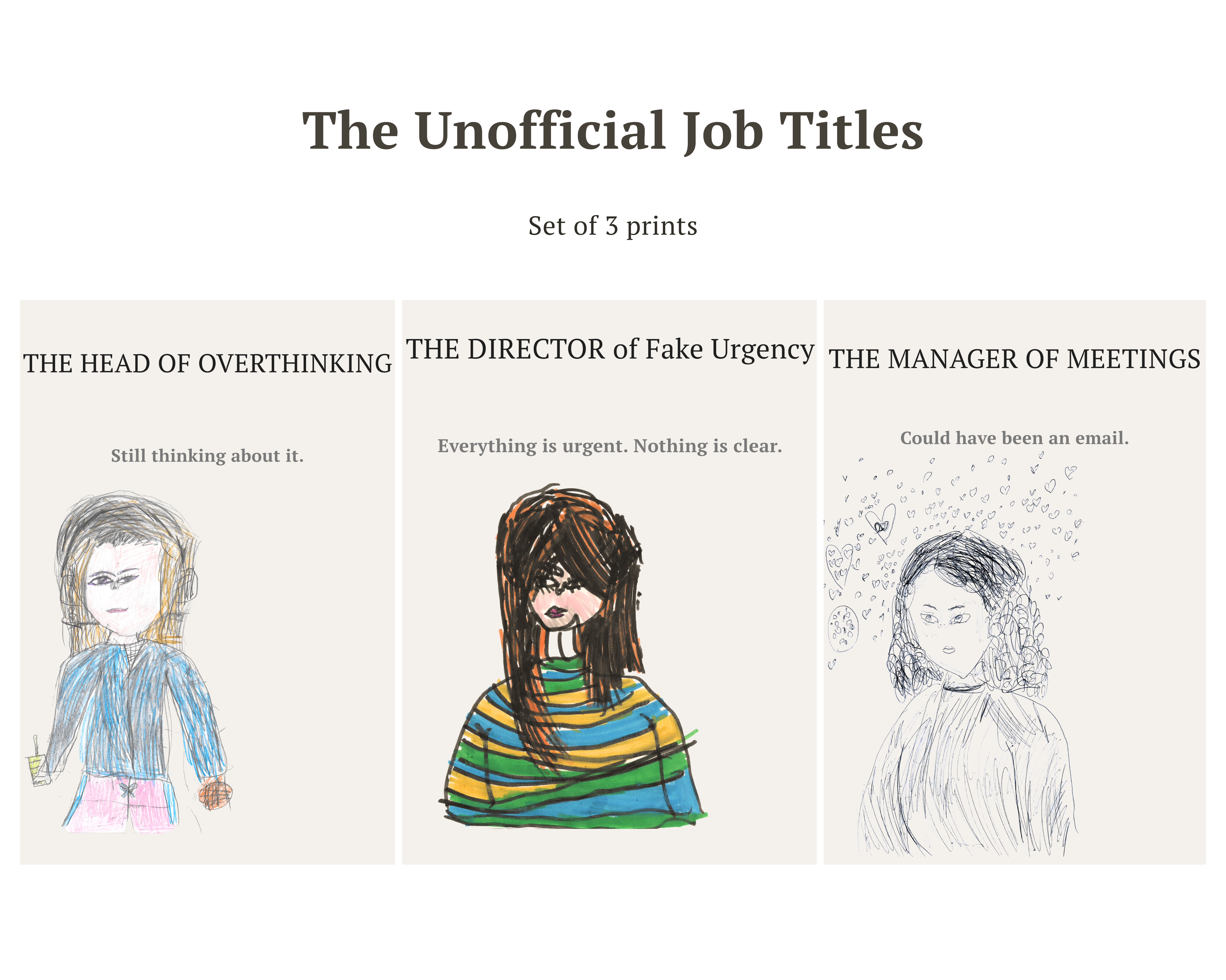 Light-background preview showing the full Unofficial Job Titles Print Set